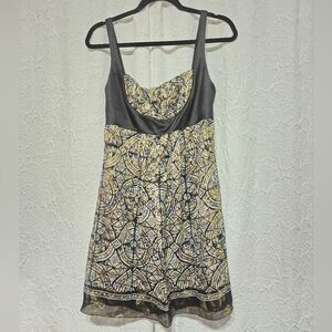 Nicole Miller Black Gold Metallic Shirt Dress Size 6